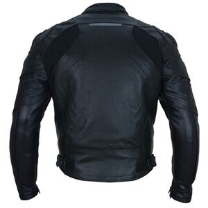 Black leather motorcycle jacket - protective armor leather biker moto jacket men